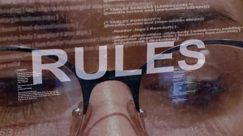 Rules text on female software developer Stock Footage 108042624