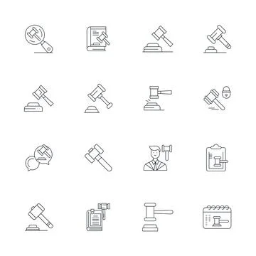Ruling Vector Icon Toolkit featuring 16 Display Perfect 64x64 Thin Line ele.. Stock Illustration