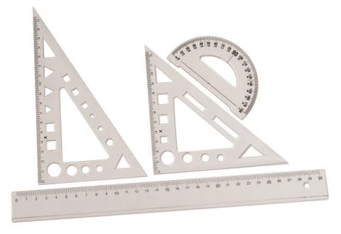 Rullers for mathematics and geometry in school Stock Photos