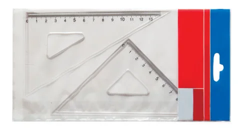 Rullers for mathematics and geometry in school Stock Photos