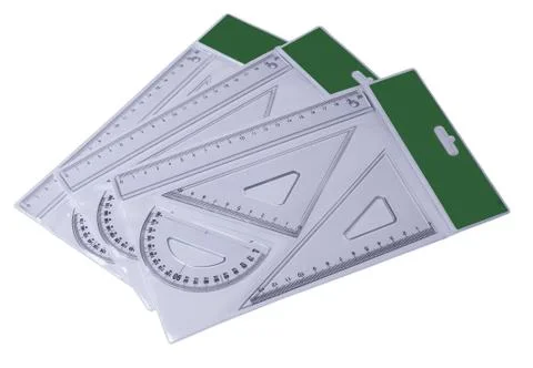 Rullers for mathematics and geometry in school Stock Photos