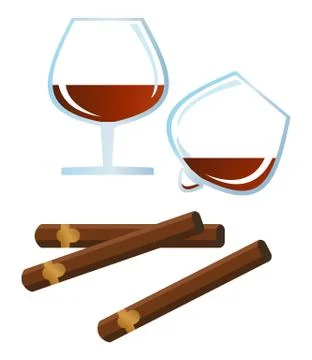 Rum and Cigar 스톡 일러스트