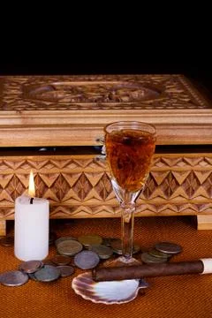 Rum and cigar Stock Photos