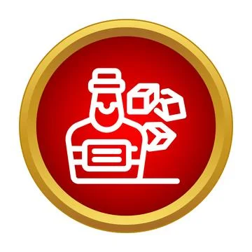 Rum bottle and ice cubes icon for drinks Stock Illustration