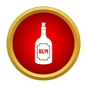 Rum bottle icon with label on red background Stock Illustration