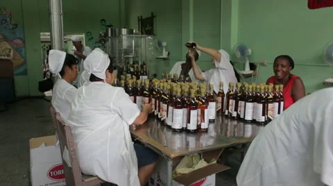 Rum Bottling Factory in Cuba Stock Footage 42934820