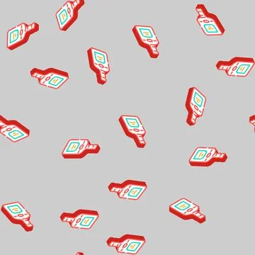 Rum drink bottle isometric icon seamless pattern Stock Illustration