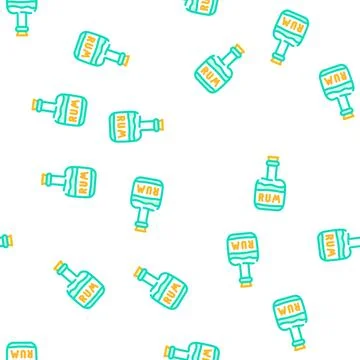 Rum drink bottle pirate vector seamless pattern Stockillustratie