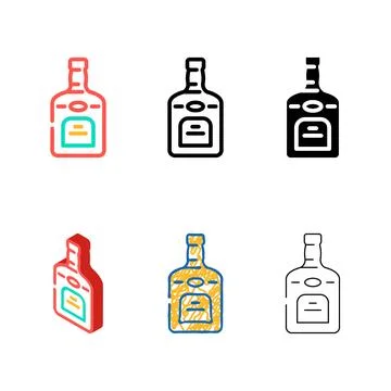 Rum drink bottle types color icon vector Stock Illustration