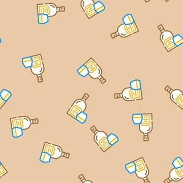 Rum glass bottle vector seamless pattern Stock Illustration