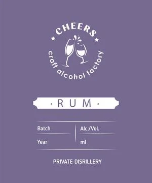 Rum label design with ethnic elements in thin line style. Alcohol industry em Illustrazione stock