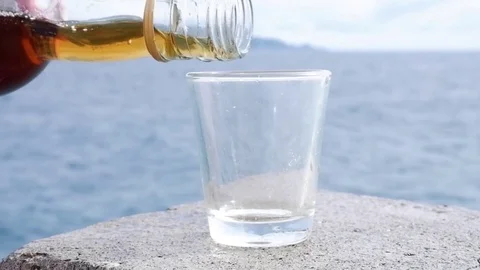 Rum in a transparent glass. Stock Footage