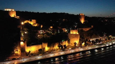 Rumeli Castle Aerial Drone View Stock Footage 118615442