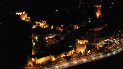 Rumeli Castle aerial drone view Stock Footage 118616124