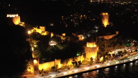 Rumeli Castle Aerial Drone View Stock Footage 118616387