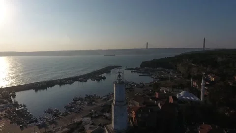 Rumeli Lighthouse (Drone Footage) Stock Footage 148889651