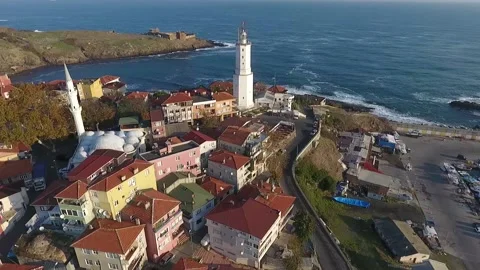 Rumeli Lighthouse (Drone Footage) Stock Footage 148889870