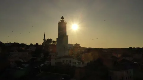 Rumeli lighthouse in Istanbul Stock Footage 148563437