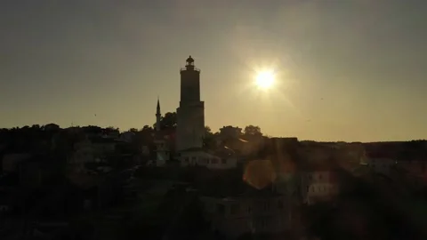 Rumeli lighthouse in Istanbul Stock Footage 148563737