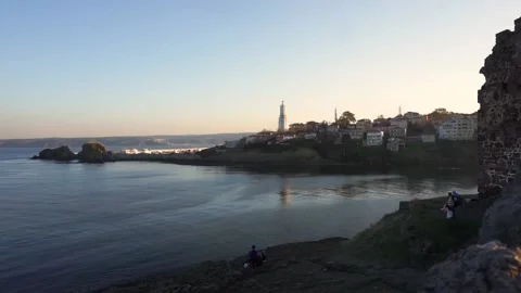 Rumelian lighthouse and castle wall Stock Footage 234462674