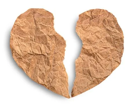 Rumpled torn paper heart Stock Photos