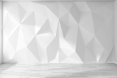 Rumpled wall in empty room with white parquet floor Stock Illustration