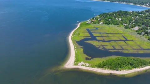 Rumstick Point aerial view, Barrington, RI, USA Видео 339925743