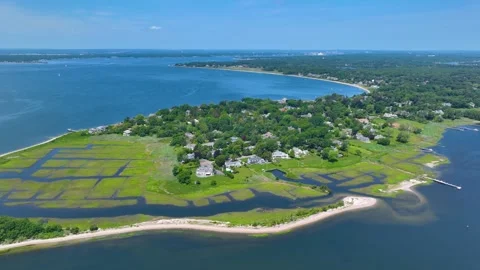 Rumstick Point aerial view, Barrington, RI, USA Stockbeeldmateriaal 339926113