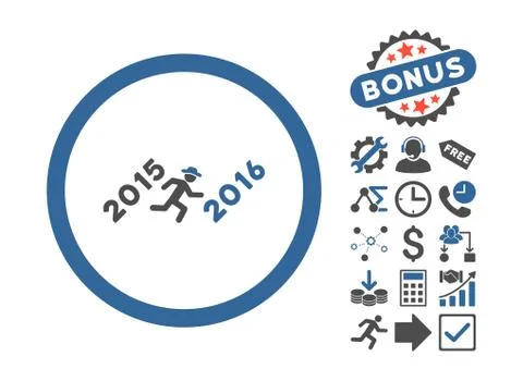 Run To 2016 Year Flat Vector Icon With Bonus Ilustración de archivo