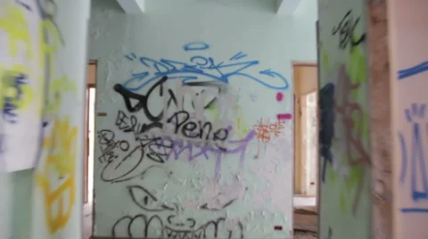 Run in an abandoned building to find the exit Stock Footage 47619604