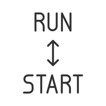 Run and start button with arrow icon in line design. Run, start, play, button Stock Illustration