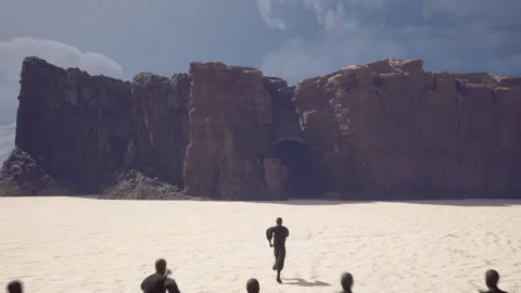 Run away, a crowd of anonymous people drives one of the outcasts Stock Footage 289994808