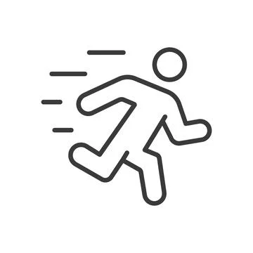 Run away icon in line design. Run, escape, flee, dash, sprint, avoid, quick on Stock Illustration