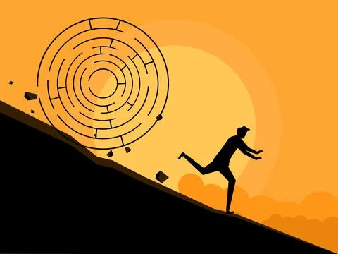 Run away from a problem or maze. business concept Stock Illustration