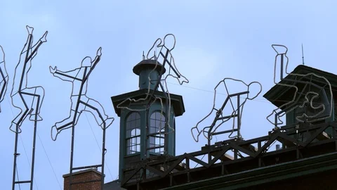 Run Beyond display in the Toronto Distillery District Stock Footage 92525374