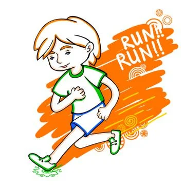 Run boy color vector illustration. Stock Illustration