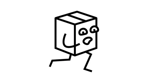 Run cardboard box character line icon animation Stock Footage 326133205