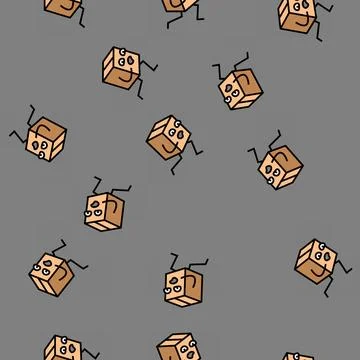 Run cardboard box character vector seamless pattern 스톡 일러스트