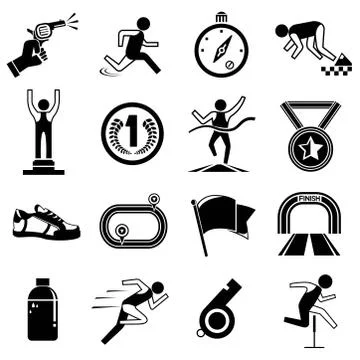 Run competition icons Stock Illustration