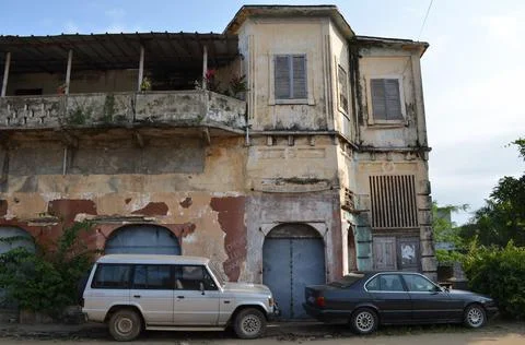 Run-Down Colonial-Era Building in Grand-Bassam, Ivory Coast Stock Photos