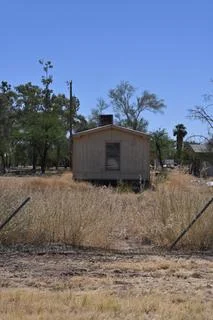 Run down old Mobile home trailer Stock Photos