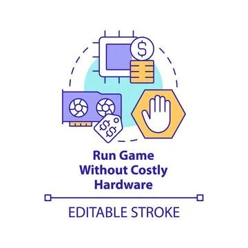 Run game without costly hardware concept icon Illustrazione stock