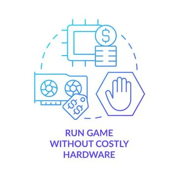 Run game without costly hardware blue gradient concept icon Stock Illustration