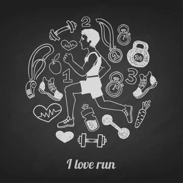 Run icons set vectoron Stock Illustration