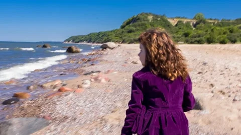 Run Kid on Sea Stock Footage 67461904