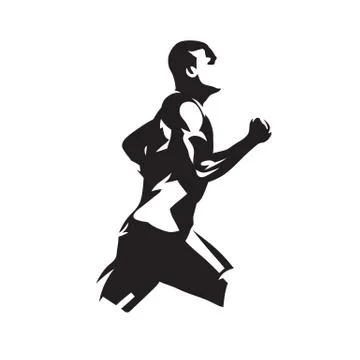 Run logo. Running man, abstract isolated vector silhouette 스톡 일러스트