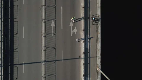 Run. Long distance running competition. Aerial view. Video stock 156524345