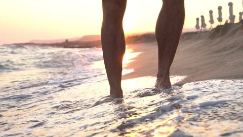 Run Man Doing Crossfit Squat Jumps On A Sunny Beach Stock Footage 121248092