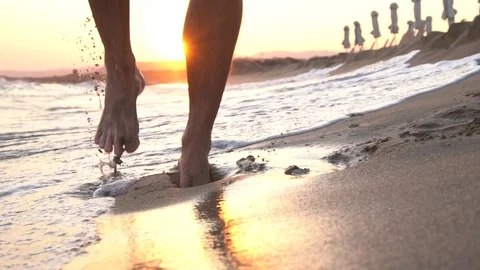 Run Man Doing Crossfit Squat Jumps On A Sunny Beach Stock-Footage 121248261