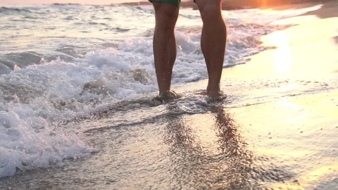 Run Man Doing Crossfit Squat Jumps On A Sunny Beach Stock Footage 121308150